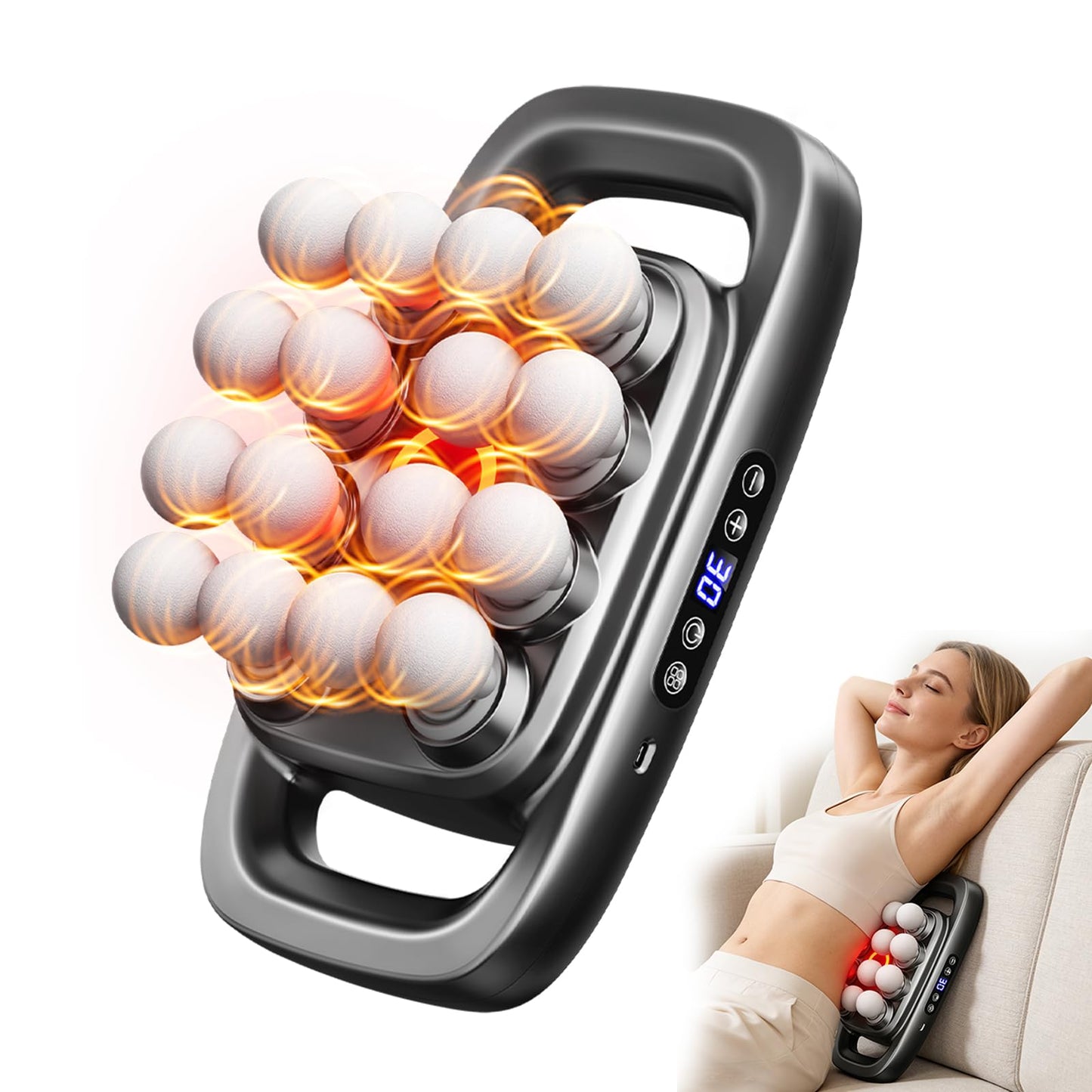 Jaxiuk 16 Head Deep Tissue Massage Gun, Body Massager for Back, Shoulders, Neck, Legs, Feet, Percussion Muscle Massager with 3 Modes & 30 Intensities for Muscle Relaxation (Grey)