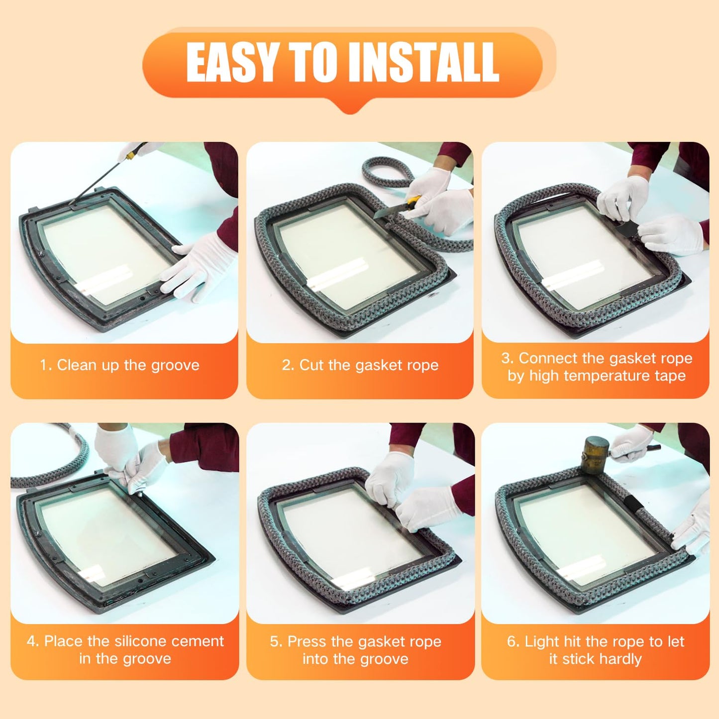 Protalwell Wood Stove Door Gasket Cement, High Temperature Resistance Adhesive, Silicone Material, Black 3.5 Fl Oz