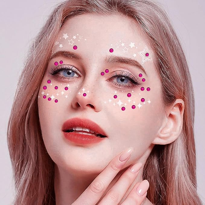 3090PCS Face Gems Eye Jewels Rhinestones Crystals Stickers 3/4/5/6mm with Rose Rhinestones Stickers for Body, Stick on Jewels Makeup Glue for Face Eye Hair Nails Make up and Craft Decor