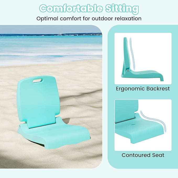 Goplus Poolside Chair for Edge of Pool, Foldable Portable Flip Seat w/Back Support & 2 Handles, Lightweight Outdoor Camping Chair for Stadium, Tailgating, Fishing, Boats, Beach (Mint Green, 2 Packs)