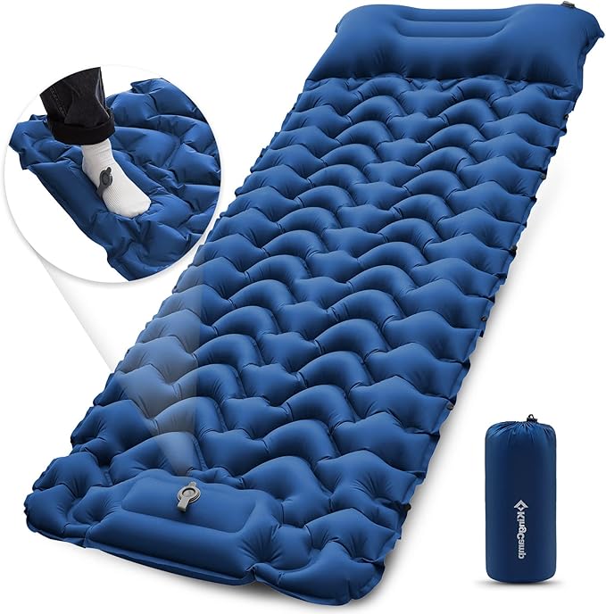 KingCamp Sleeping Pad for Camping, Inflatable Sleeping Pad Ultralight Connectable Camping Mattress with Pillow Built-in Fo...