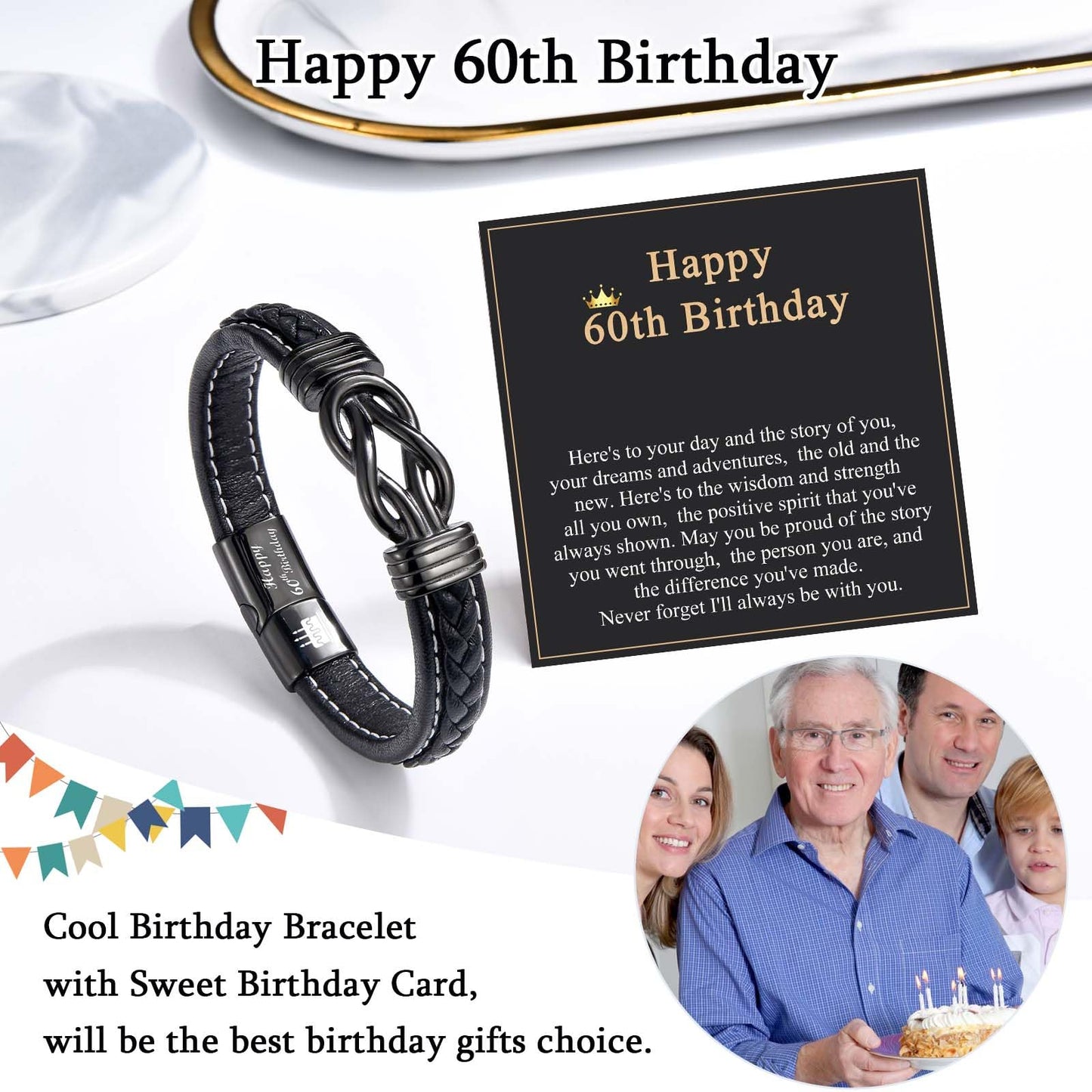 60th Birthday Gifts for Men, 60 Year Old Birthday Gifts Happy 60th Birthday Card Decorations Supplies for Men Him Son Brother Nephew Best Friend Dad Uncle Husband Grandpa