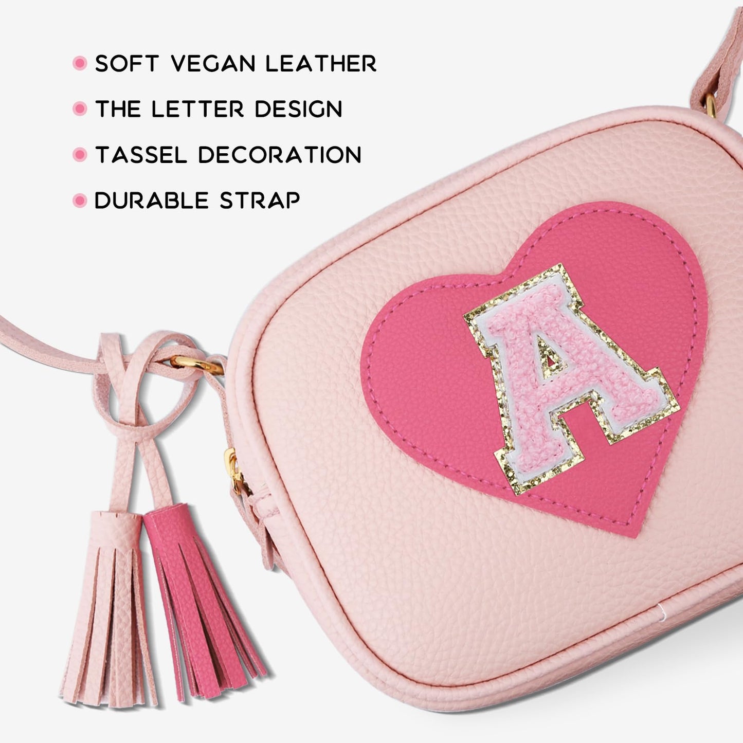 KKXIU 2 3 4 5 6 7 8 9 10 Year Old Girl Gift Kids Purse Toddler Wallet Crossbody Bag with Tassel(Pink-A)