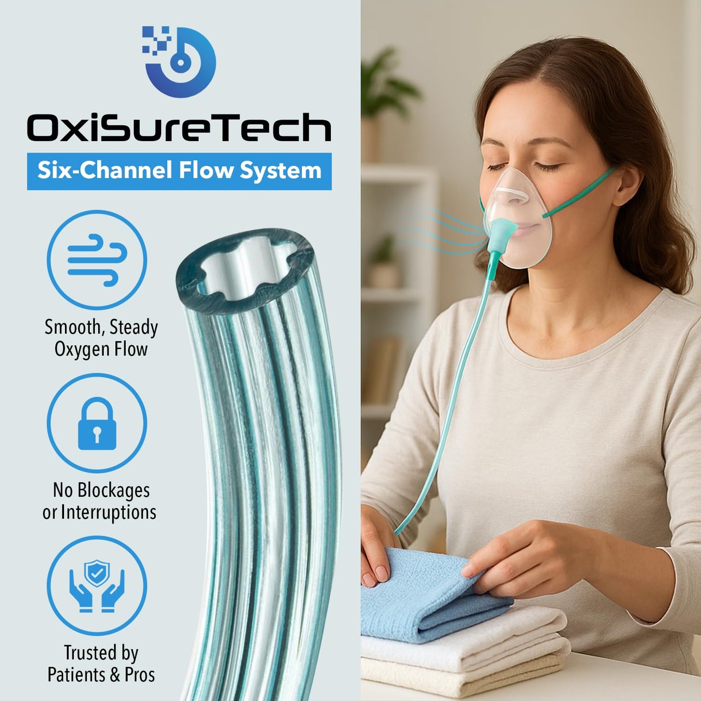 Oxygen Tubing 50 Ft Non Kinking High Flow — Medical Grade Universal Oxygen Hoses for Home Use, Compatible w/Standard Oxygen Therapy Devices and Connectors, O2 Tubing for Oxygen Concentrator (2 Pack)