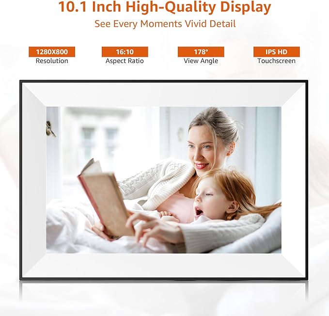 Frameo Digital Picture Frame,WiFi Digital Photo Frame with 10.1 Inch 1280x800 IPS Touch Screen,Easy Load from Phone Digital Frame,Auto Rotating Pohto/Video by Electronic Picture Frame,Best Gift…