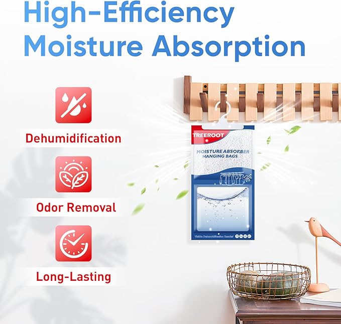 18 Pack Moisture Absorbers for Closet, 16OZ Hanging Closet Dehumidifier Bags, Hanging Humidity Absorber in Wardrobes, Kitchens and Bathrooms, Fragrance Free Portable Moisture bags