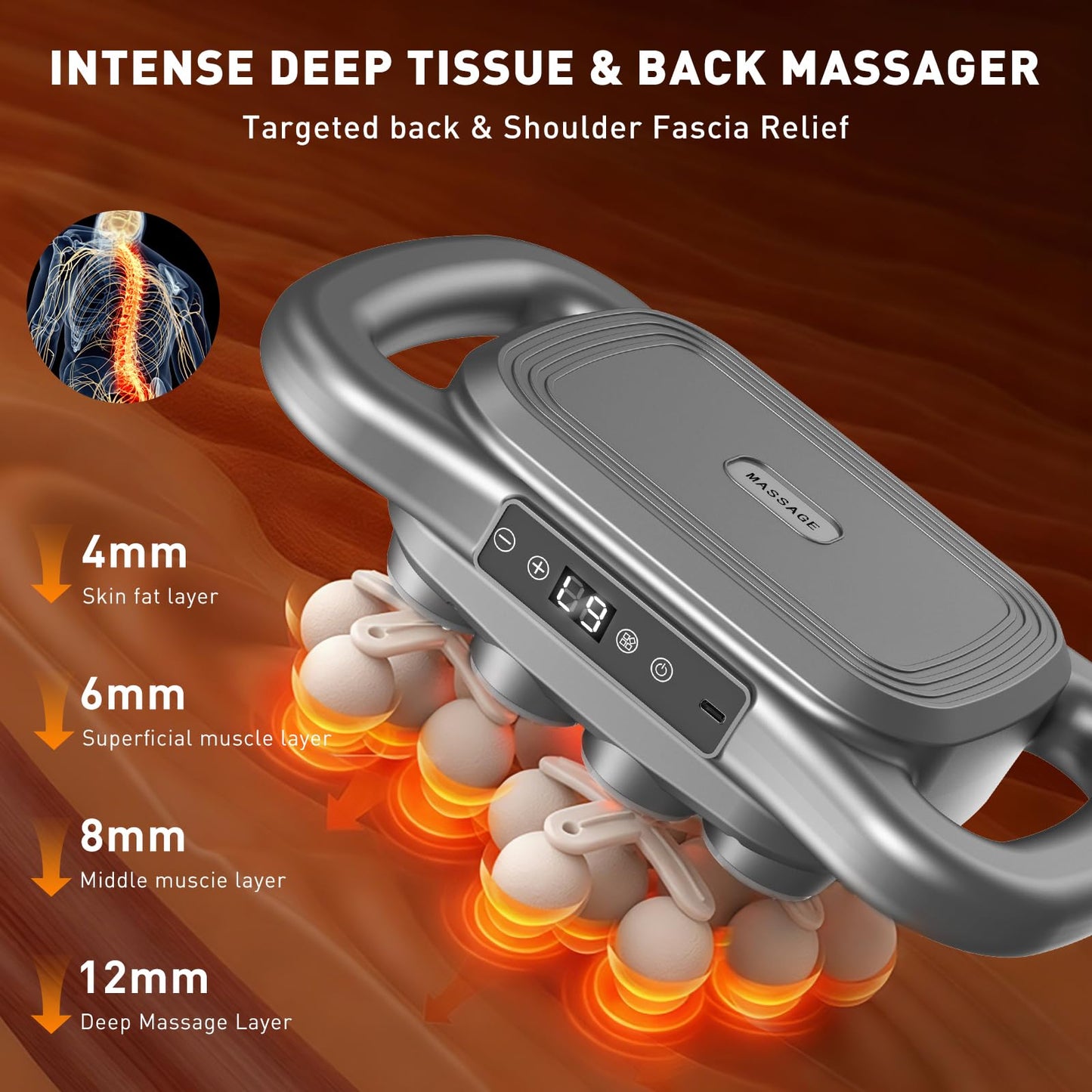 LIDEEYA Upgrade 28 Head Massage Gun Set, Handheld Back Massager Gun Deep Tissue,9 Speeds Electric Percussion Muscle Body Massager for Athletes Neck Shoulder Pain Relief,Gifts for Men Women