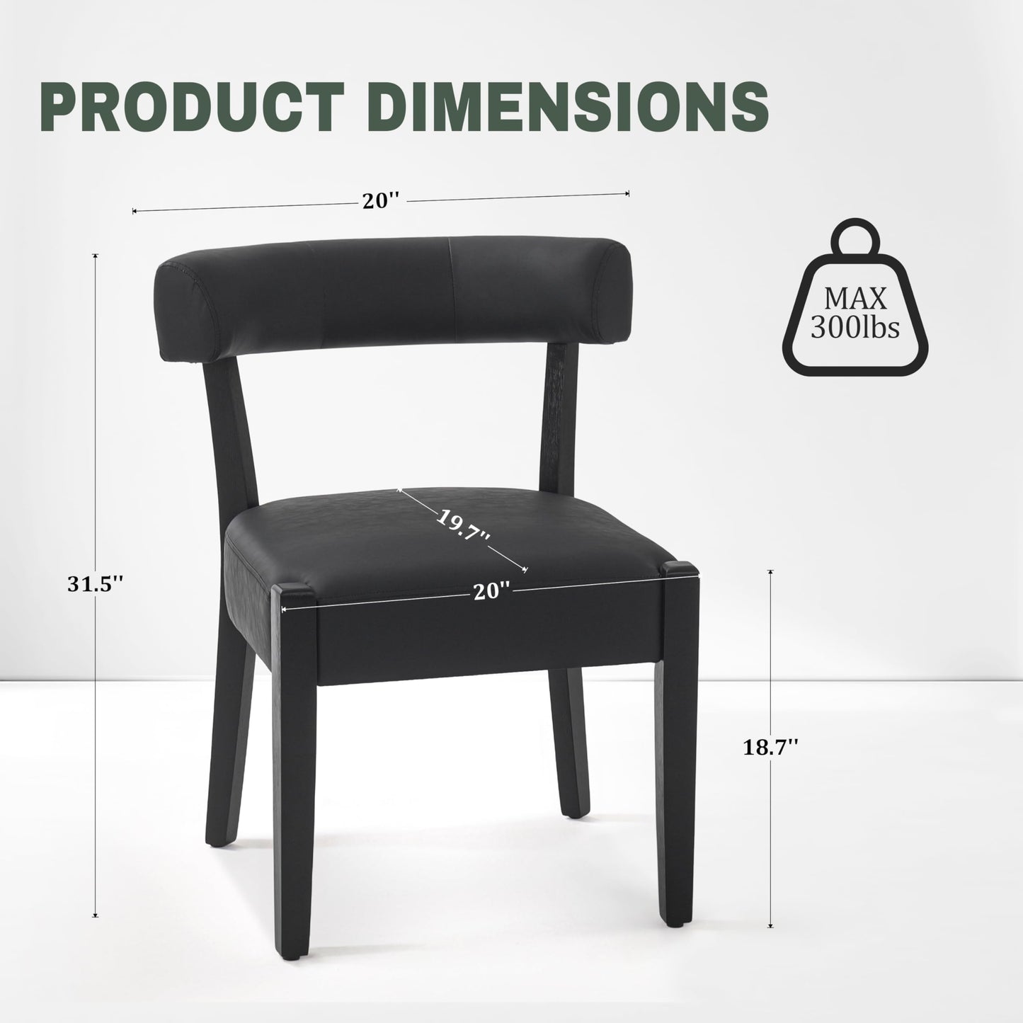 RNKSFX Faux Leather Dining Chairs Set of 4 Upholstered Kitchen & Dining Room Wooden Chairs Mid Century Modern Dining Chairs Low Back, Black
