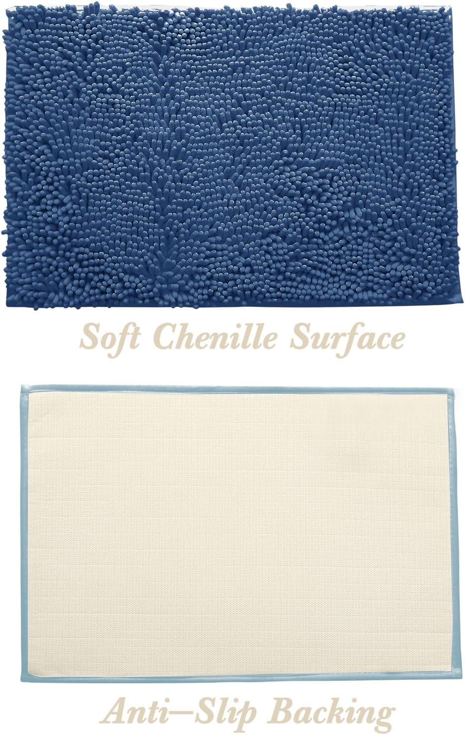 Non-Slip Bath Rug,Extra Soft Microfiber Bedroom Shag Carpet with Anti-Slip Backing,Water/Dust Absorbent Fast Dry Shower Mat,Sound Insulated Stairs Pad,Machine Washable (NavyBlue,12 x 16 Inches)