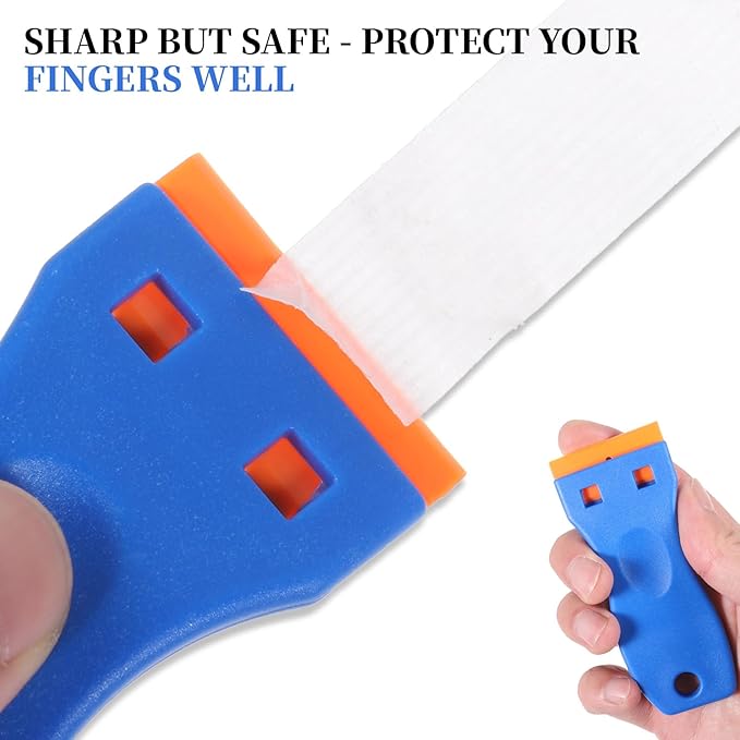 2Pcs Plastic Razor Blade, Plastic Scraper, No Scratches Scrapers Tool Remove Label Decal Tool, Cleaning Scraper Remover for Removal Floor, Decals, Paints