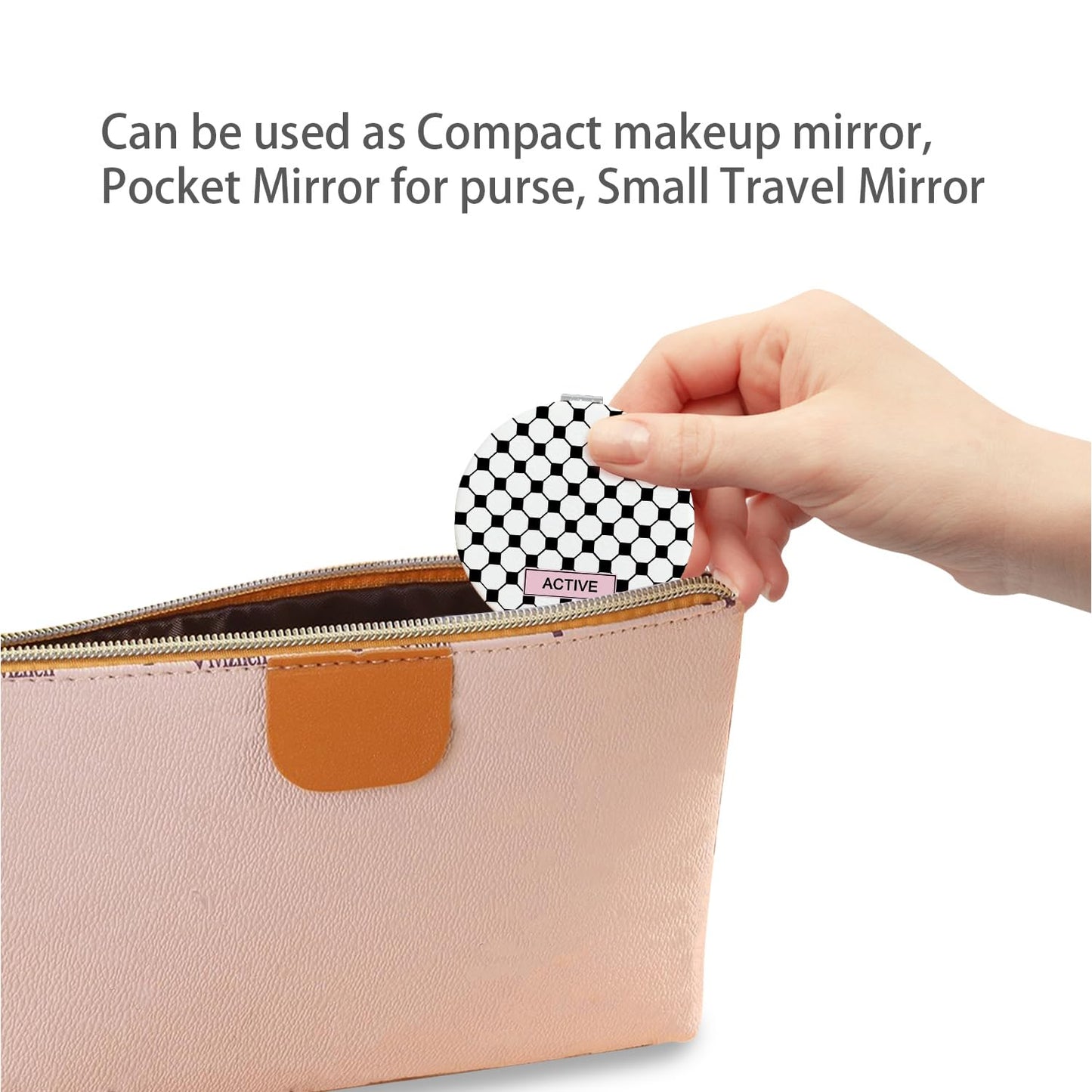 PDOZV Cheap Small Compact Mirror, Round 2.8    Metal Frame PU ClothLines Style Double Sided Mini Magnifying 1X/3X Mirror for Pur