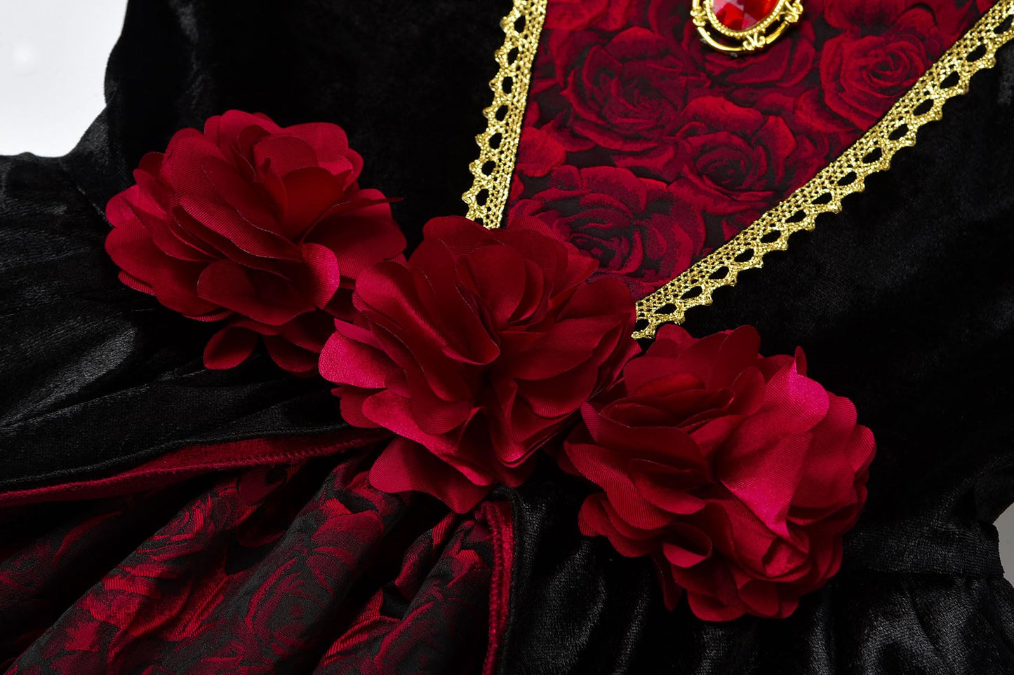 ReliBeauty Mediaeval Vampire Costume for Girls with Necklace Deluxe Vampire Costume Kids,110
