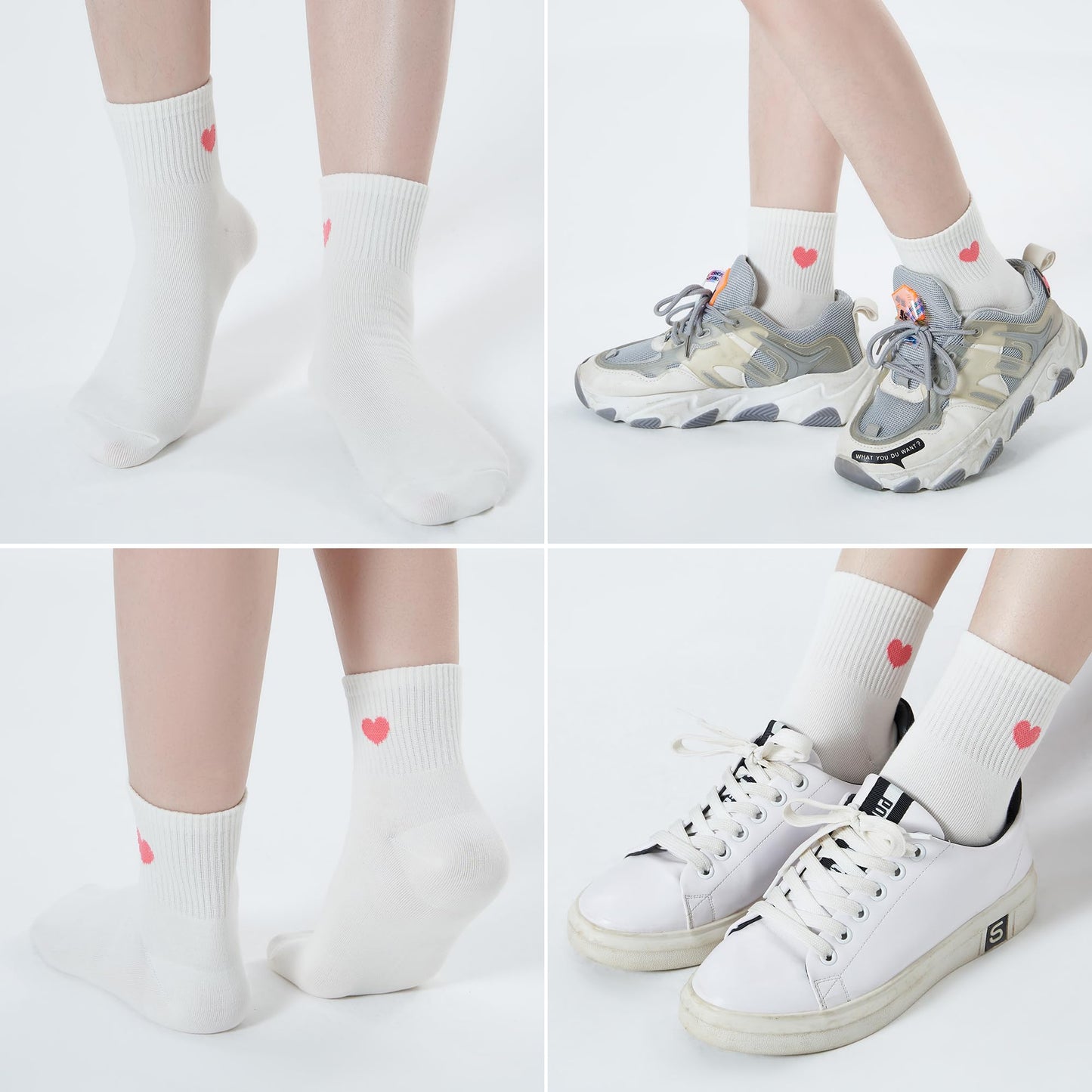 inhees Women's Cute Ankle Crew Socks - Novelty Fun Heart Cotton Casual Athletic Running Socks 6Pairs With Gift Box