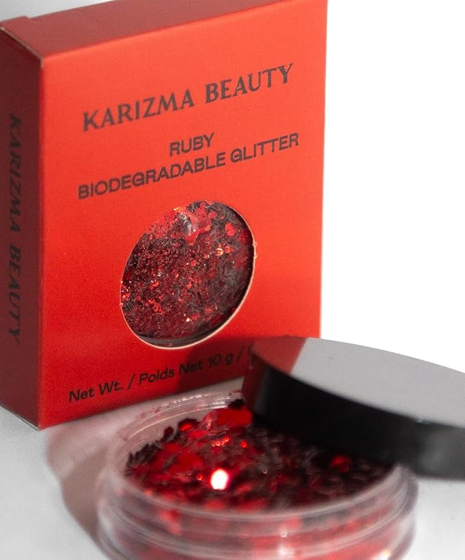 Ruby Biodegradable Chunky Glitter by Karizma Beauty Red Bio Glitter Eco Glitter Face Glitter 8g