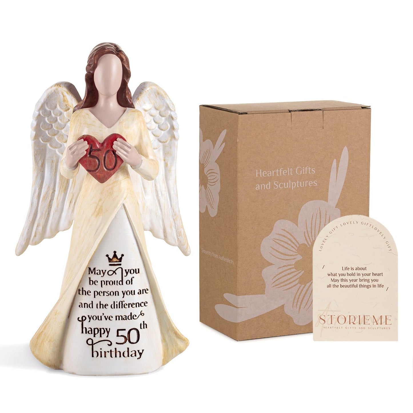 Storieme 50th Birthday Gifts for Her Women: Happy Birthday Gift for Friends Besites Sisters Daughter Mom 50 Year Old Woman Birthday Angel Figurine