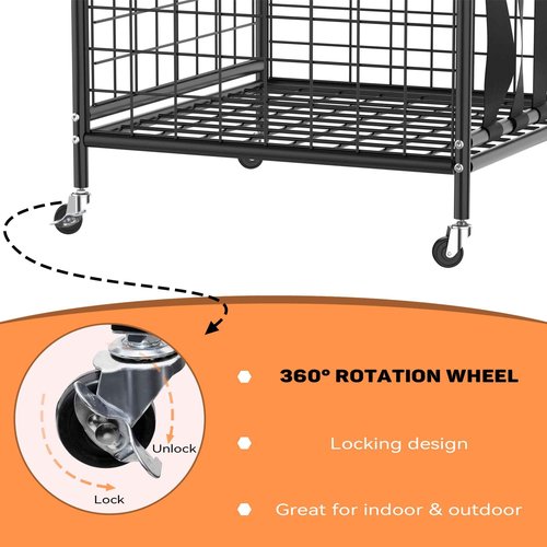 WALMANN Garage Ball Storage, Sports Ball and Sport Equipment Organizer Ball Storage Rack Indoor/Outdoor Rolling Ball/Toy Storage Cart