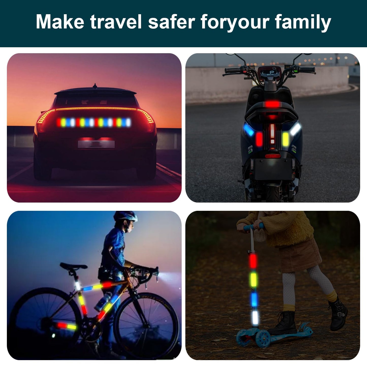 KUWSEIY 40 PCS Reflective Stickers, High Visibility Reflective Tape, Waterproof Safety Reflective Tape for Car Trailer Truck Bike Motorcycle, 1.18 x 3.15 Inch