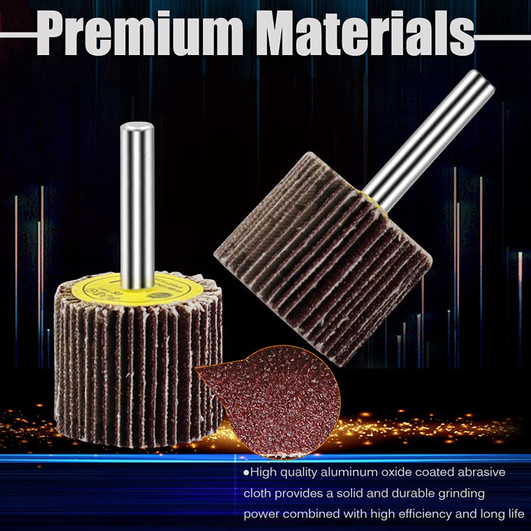 Mixiflor 24 Pcs Abrasive Flap Wheel Sander Set, 80 Grit Sanding Flap Wheel, 1/4" Shank Flap Wheel Sander for Drill, Die Grinder Flap Wheel for Remove Rust