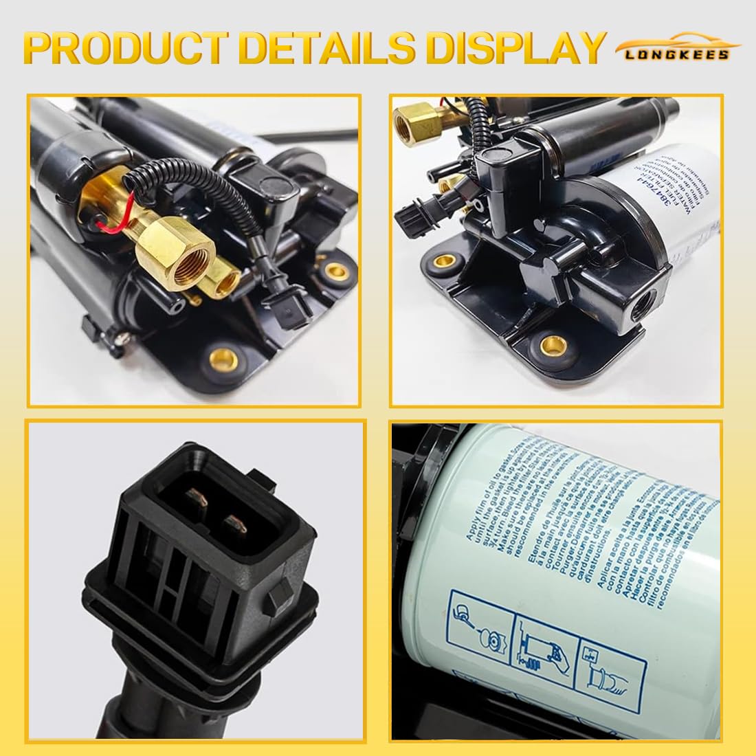 Electric Fuel Pump Assembly FIT for Volvo Penta 4.3 5.0 5.7 GXi Gi OSi Marine Engines, Replace 21608511 3861355 3860210, High & Low Pressure EFI Fuel Pump