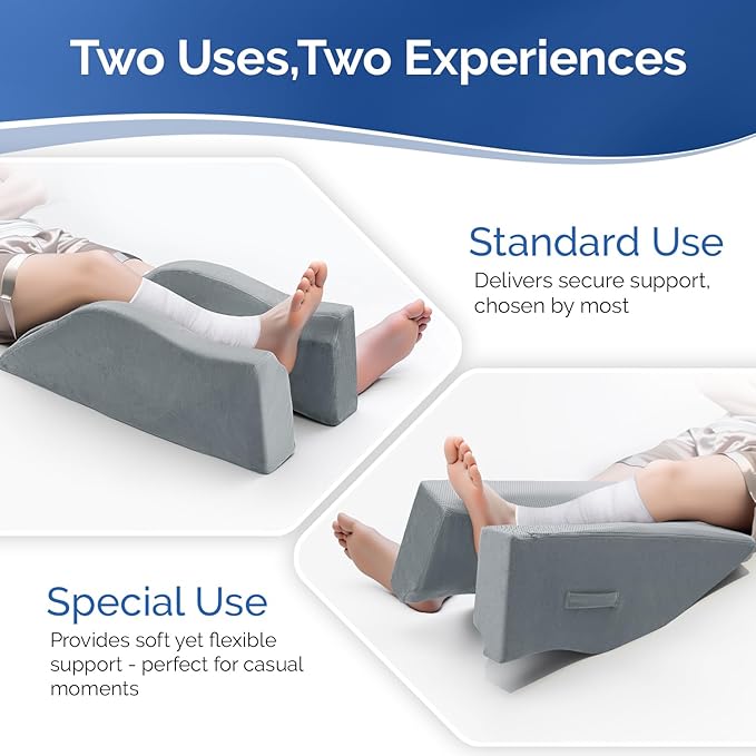 Dreamer Car Leg Elevation Pillow for After Surgery, Injury, or Rest, Ankle Fixation Leg Pillow, Supportive Memory Foam Wedge Pillow for Legs Pain Relief with Anti-Slip Base & 3 Handles