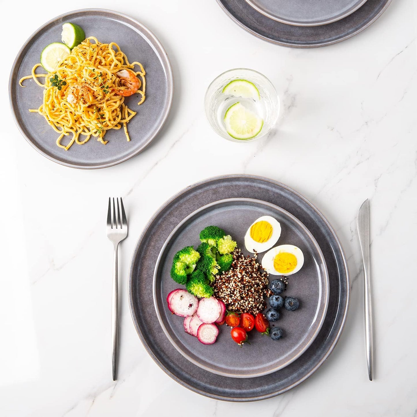 AmorArc Stoneware Dinnerware Sets,Round Reactive Glaze Ceramic Plates and Bowls Set,Highly Chip and Crack Resistant | Dishwasher & Microwave Safe Dishes,Service for 4 (12pc)