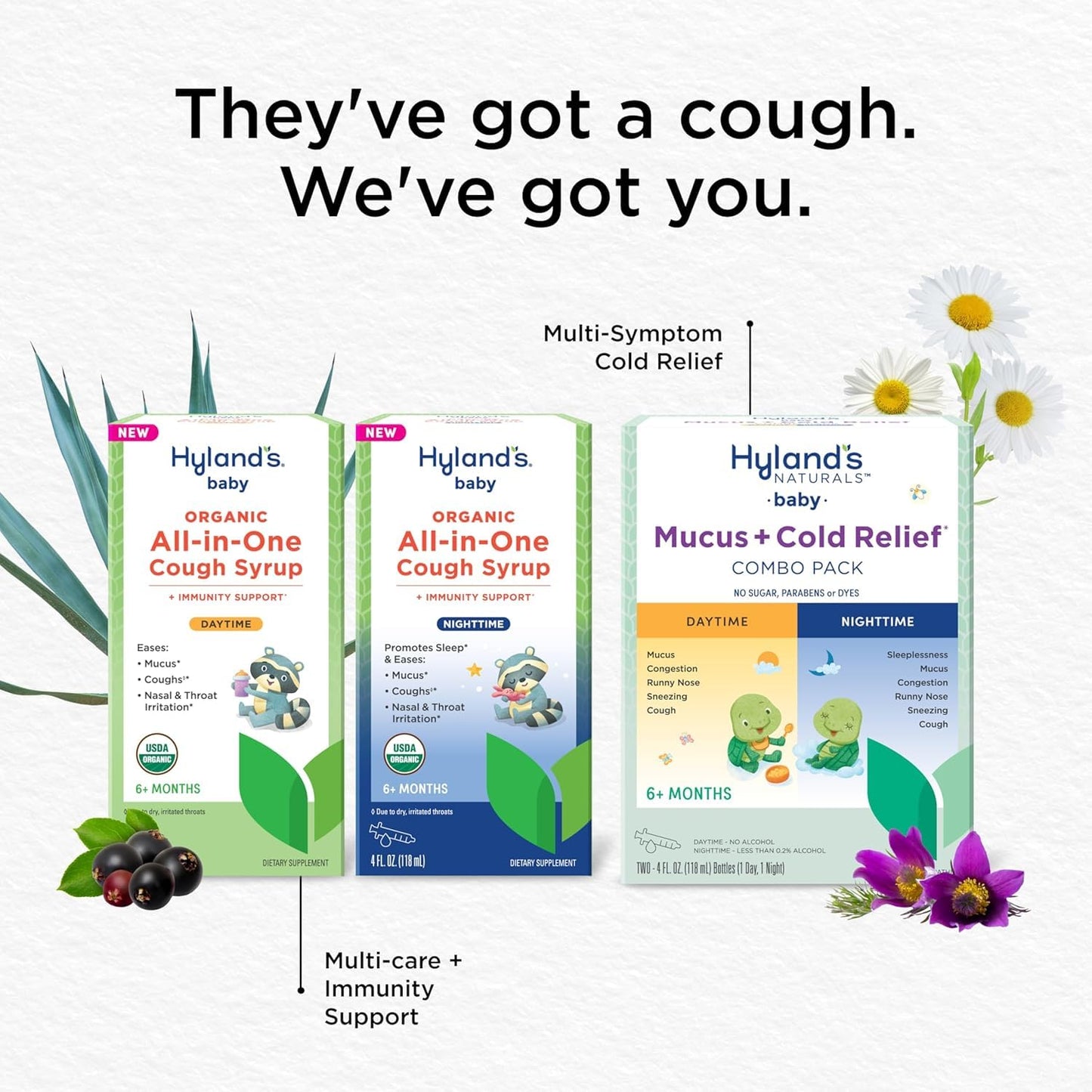 Bundle of Hyland's Baby Organic All in One Cough Syrup Daytime + Baby Organic All in One Cough Syrup Nighttime