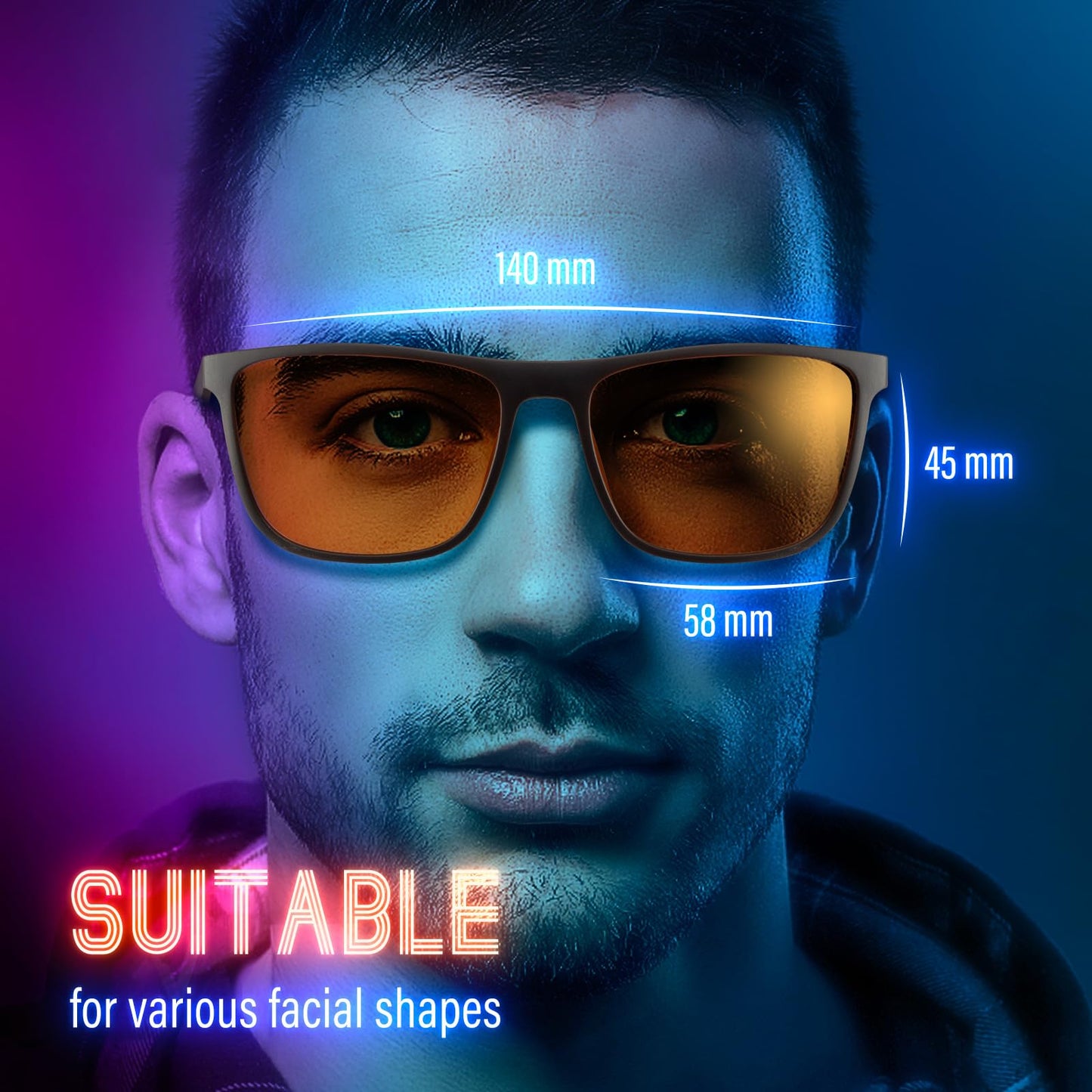 Bloomoak-99% Blue Light Blocking Glasses - Gaming Glasses - Anti Glare - Anti Fatigue -Suitable for Screens, Games, TVs