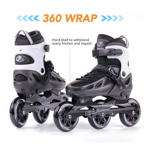 PAPAISON Adult Adjustable Inline Skates for Men Women with 3 100mm Wheels, Outdoor Blades Female Male Fitness Speed Racing Skates, Roller Skates for Teens Boys Girls
