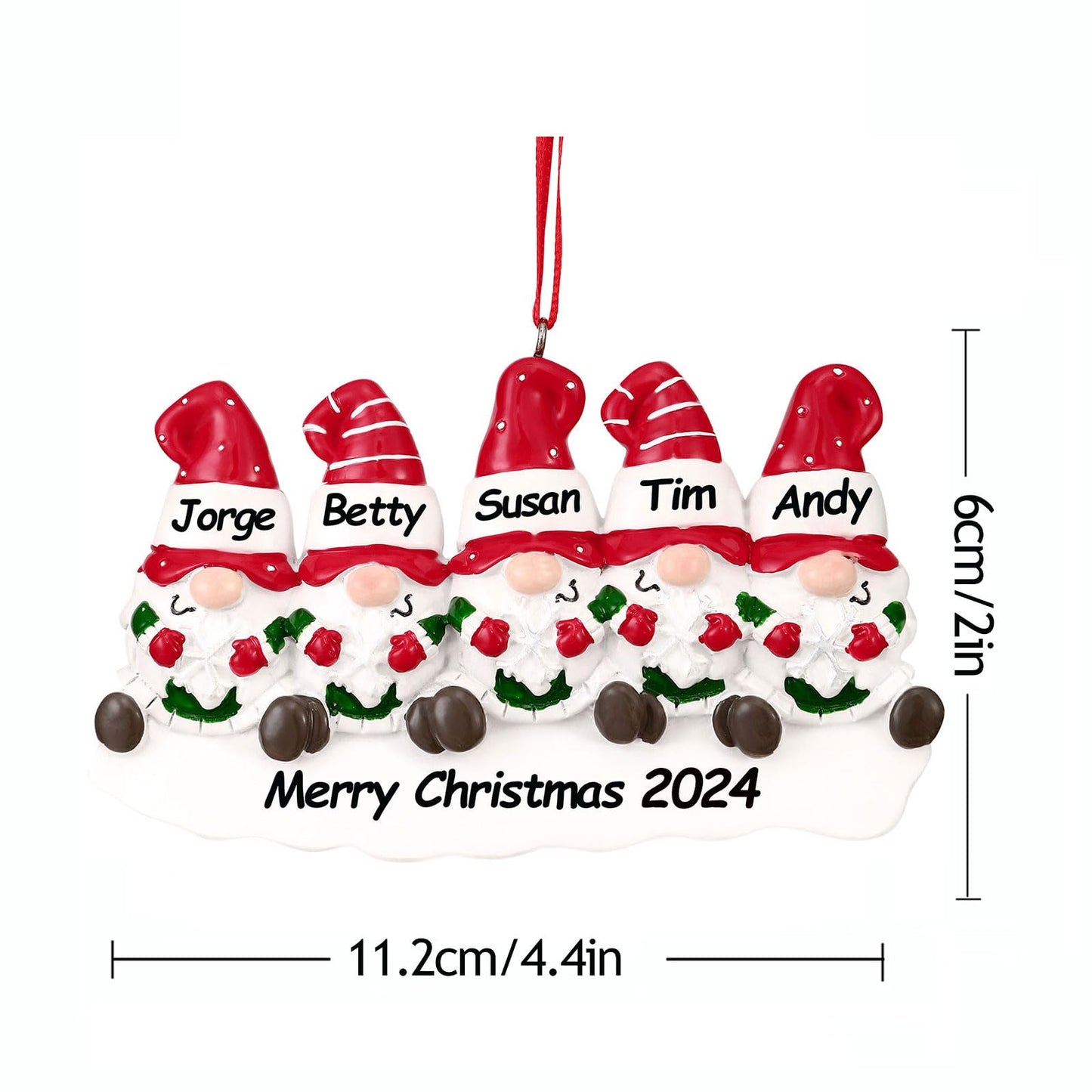 Personalized Christmas Ornaments 2025 Family of 2/3/4/5/6 Gnome Custom Christmas Ornament with Names Customized Family Ornaments for Christmas Tree Decoration Customized Gifts, Gnome Family of 5