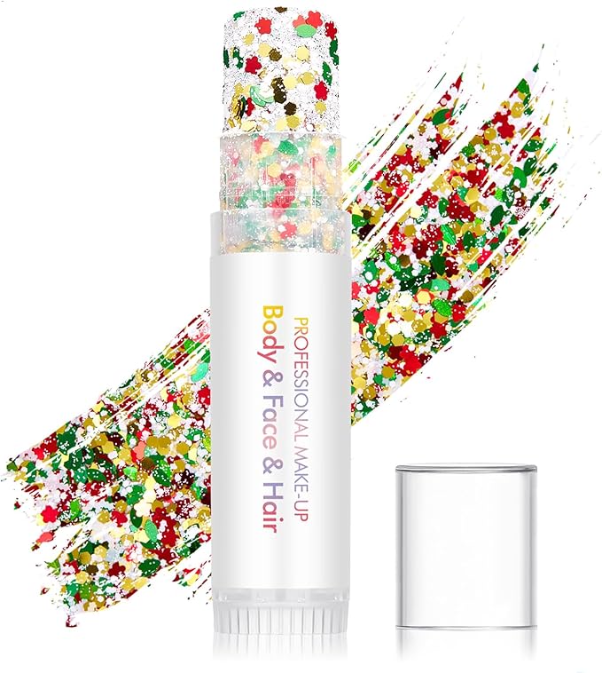 Multicolor Body Glitter Stick,Sparkling Holographic Sequins Paint Face Glitter Gel,Christmas Festival Rave Party Body Pain...
