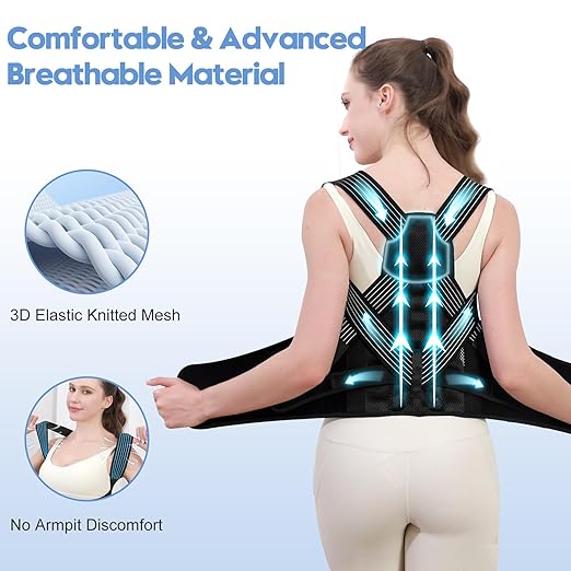 Posture Corrector for Women and Men with Bionic System, Upgraded Back Brace, Adjustable Full Back Support, Shoulder Straightener, Neck, Upper and Lower Back Pain Relief L-Black-6