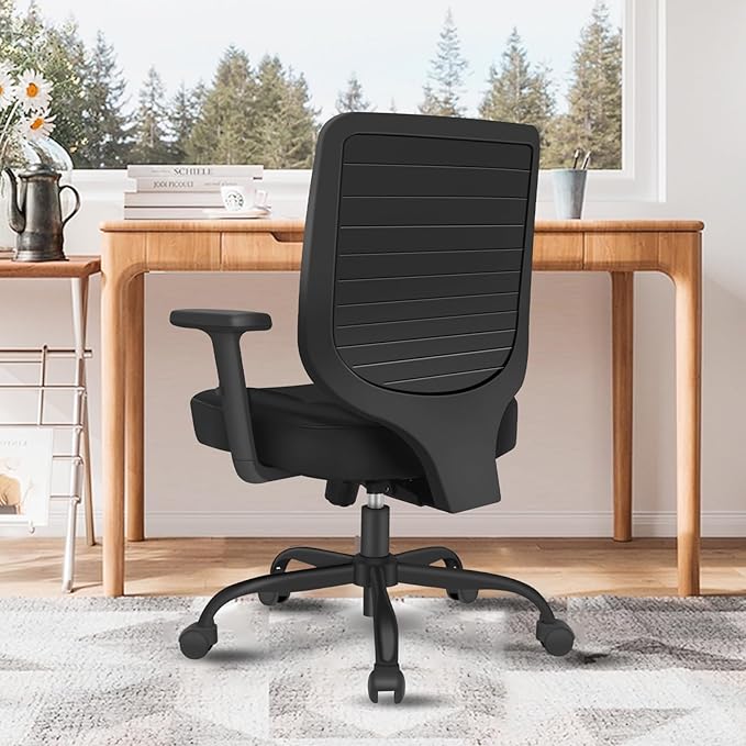 Schwake Office Chair Home Office Desk Chair with Adjustable Arms - Mid Back Computer Chairs for Adults - Swivel Task Chair Comfortable for Home Office