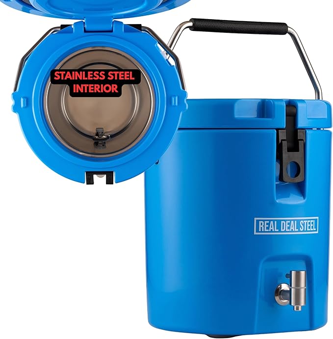 Insulated Beverage Dispenser for Hot Drinks - Hot Cocoa and Coffee - 2 Gallon with Stainless Steel Interior- Portable Spor...