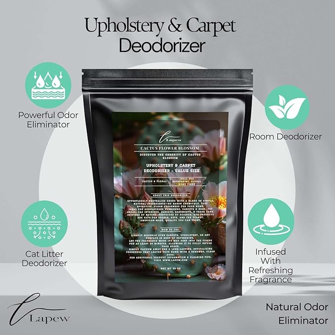 Cactus Flower Blossom Carpet Freshener Powder Refill 36 oz | Powerful Odor Eliminator for Home | Upholstery Deodorizer | Carpet Deodorizer | Cat Litter Box | Baja Cactus Blossom Fragrance