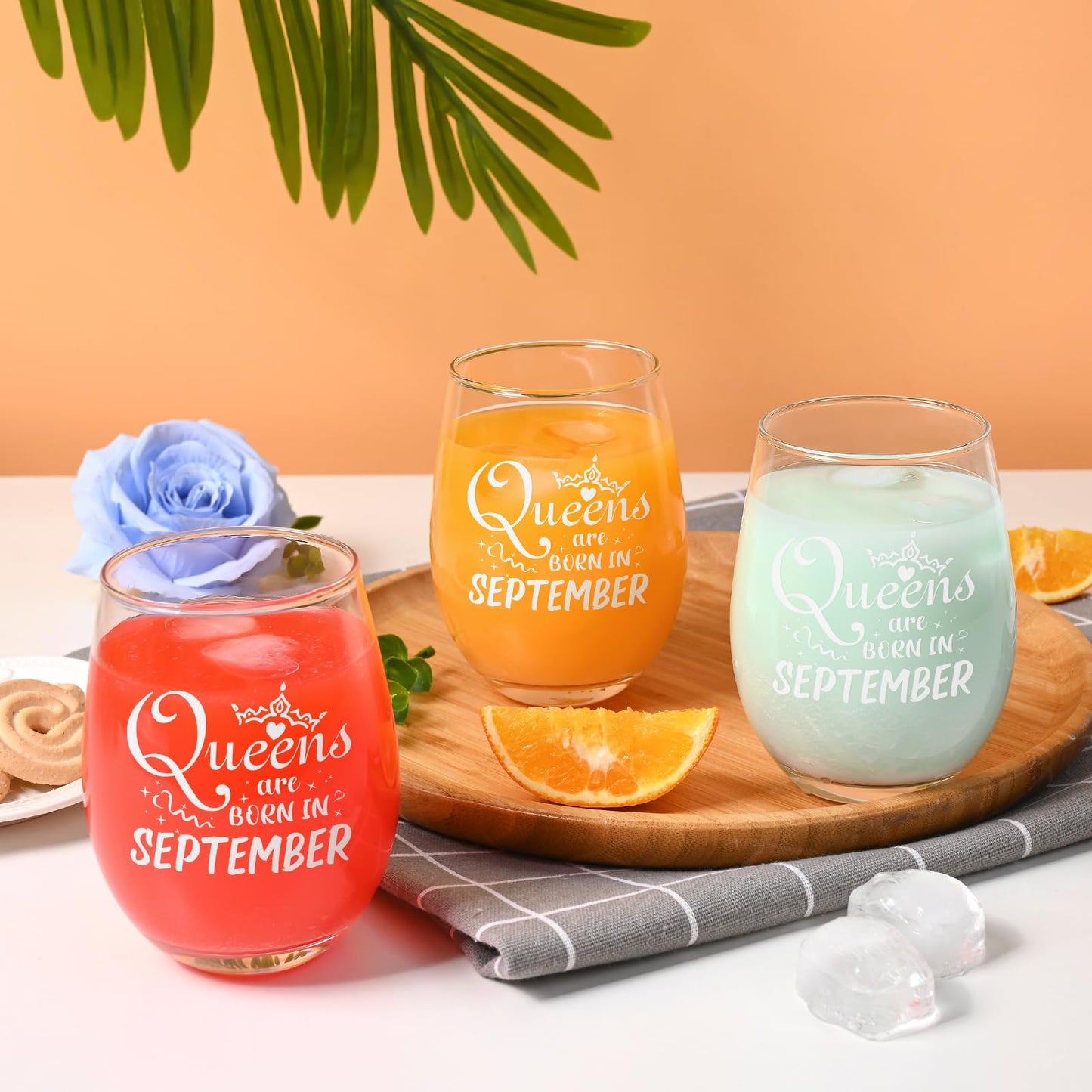 Futtumy Birthday Gifts for Women, Queens Are Born in September Wine Glass, Funny September Birthday Gifts for Daughter Mom Her Wife Sister Friend Girlfriend, Virgo Libra Presents for Women, 17oz/500ml