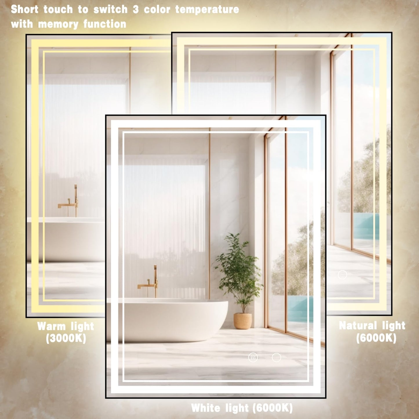 osemy 28" x 36" LED Bathroom Mirror with Lights Black Framed LED Mirror for Bathroom Lighted Bathroom Mirror Backlit and Front Black Aluminum Frame Anti-Fog Dimmable Vanity Smart Memory
