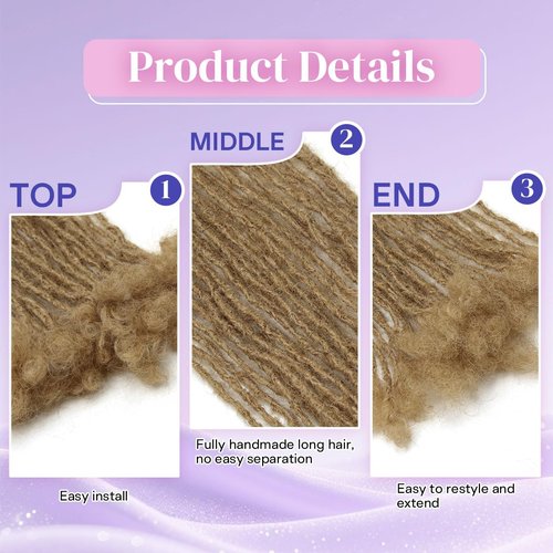Siphis Sisterlocks Locs Extesnions Human Hair 0.2cm Thickness Micro Locs Curly Tips, Full Handmade Interlocking Permanent Soft Dreadlock Extensions (Brown 27# 0.2cm, 12 Inch 30 Strands)