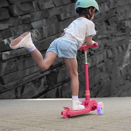 Jetson Bloom Go & Grow Kids 3-Wheel Light-Up Kick Scooter, Lights on Stem & Wheels, Adjustable Height Handlebar, Rear Brake, Easy-Folding Mechanism, Ages 3+, Green, JBLOOM-GRN
