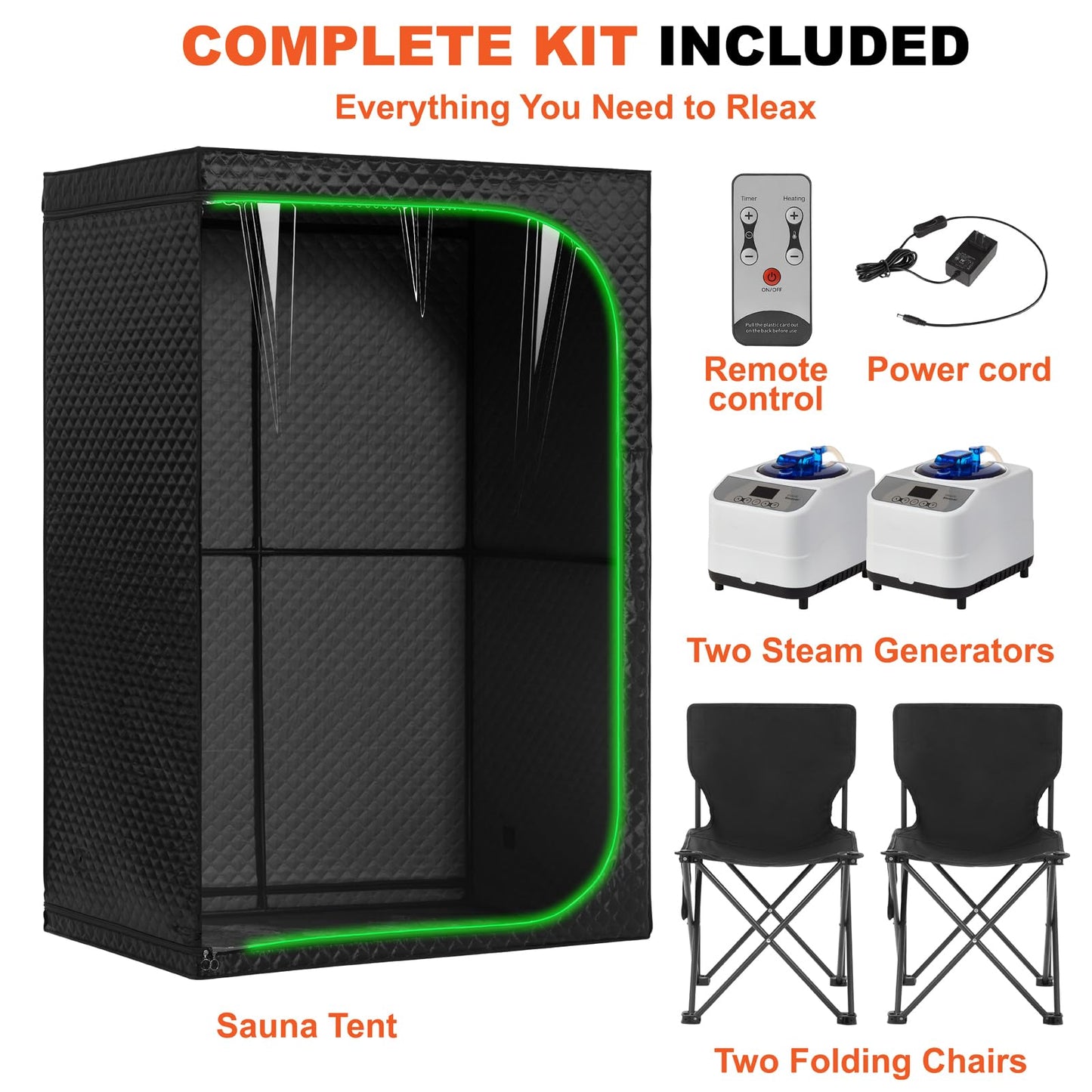 UNANEST Portable Steam Sauna Tent for Home, Full Body Relaxation, Fast Heating, Foldable Indoor Sauna (Double Square, Polyester + PVC)