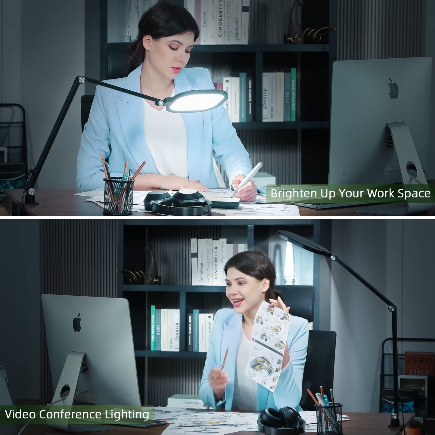 LitONES Video Conference Light for Computer, Dimmable Camera Lighting for Video Recording, Meeting, Laptop & Webcam, 15W Ring Light with C- Clamp,Swing Arm, Remote, Memory & Timer CRI >95