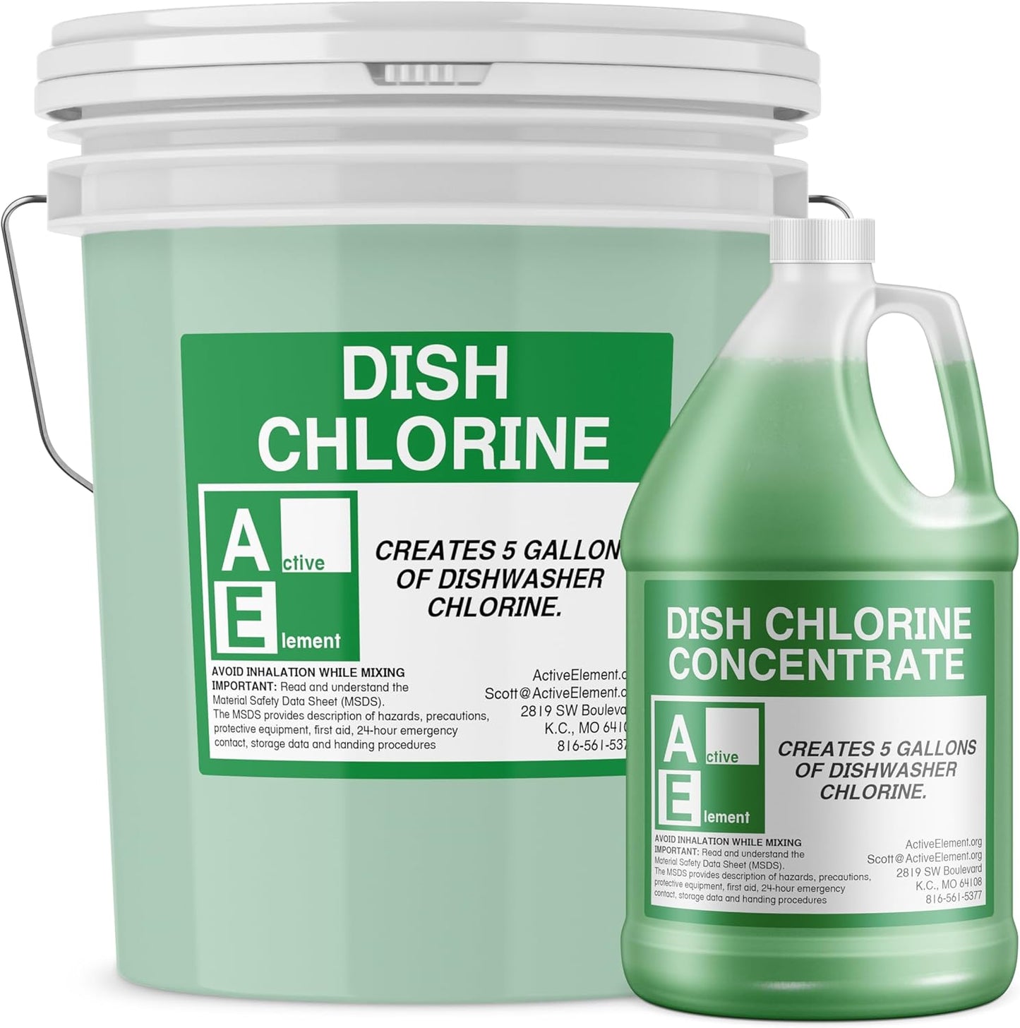 Dish Chlorine Concentrate - Food Contact Surfaces- Commercial Dishwasher - No Rinse - Food Service Kitchen - Multi-Use - Makes four 5-Gallon Pails (Diluted Further to 5,120 Gallons)