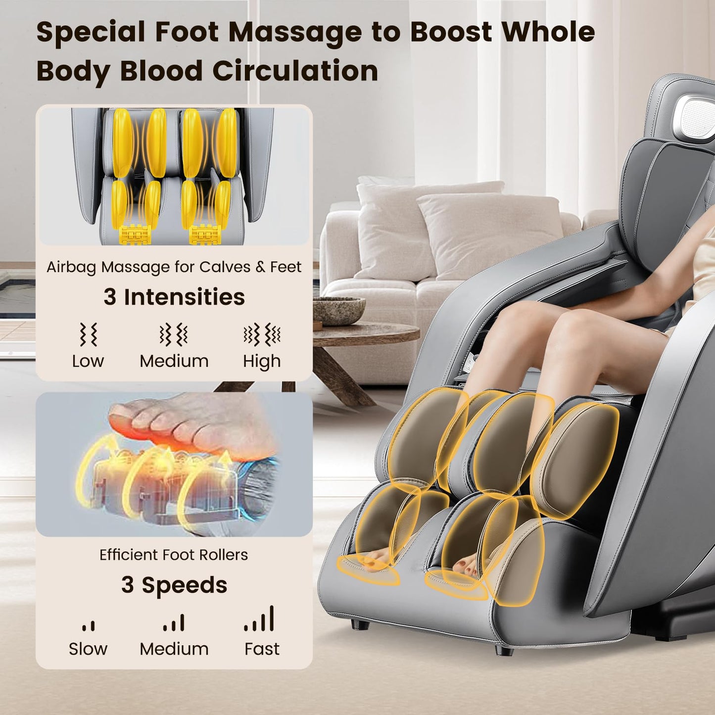 Giantex Full Body Massage Chair, Zero Gravity Recliner Chair with SL Track, Airbags, Foot Rollers, Shoulder Detection, Heating, Bluetooth, 12 Modes, Voice Control, Assembly-Free