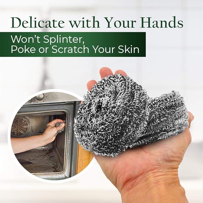 Stanley Home Products Stainless Steel Scrubbers – Rust Resistant Sponge for Pots, Pans, Grills, Ovens, Sinks and Tools – Metal Scrubbers for Kitchen & Garage Cleaning (3 Pack - 6 Count)