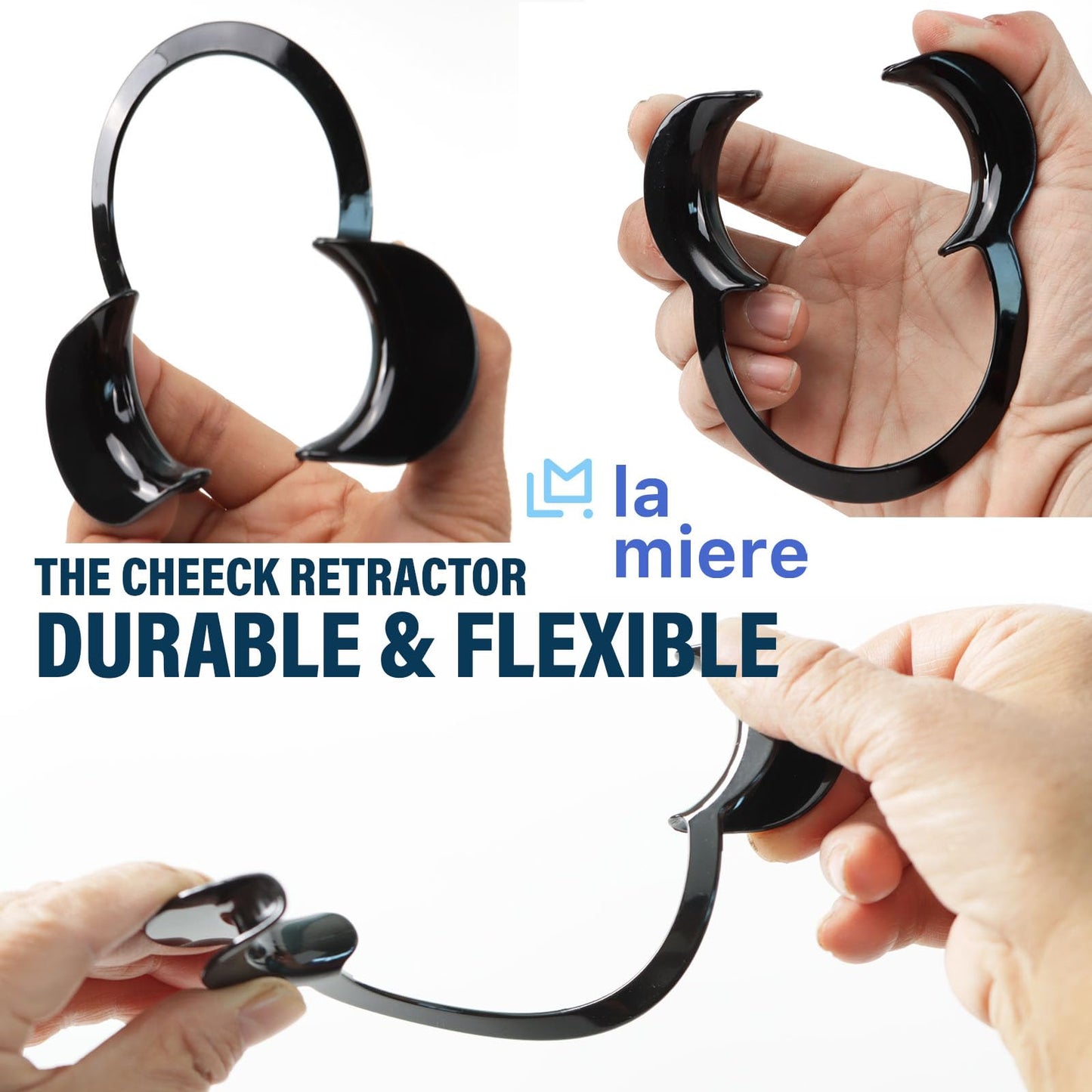 LA MIERE Dental Cheek Retractor C Shape Mouth Opener Size S,M,L, Pack of 3, Black