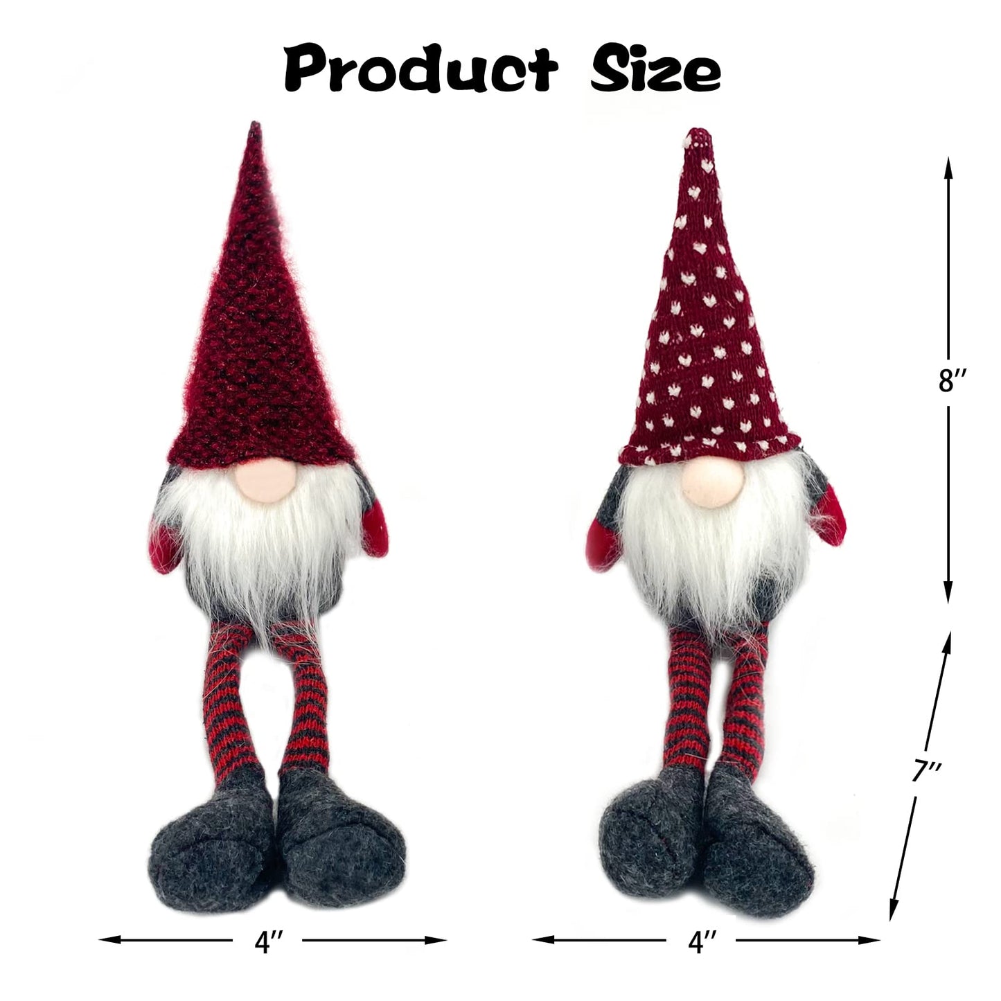 4PCS Needle Christmas Gnome Plush Woven Santa Claus, Handmade, Table Decorations, Home Decorations, Fireplace Decorations, Christmas Decorations (red Long Legs Mixed)