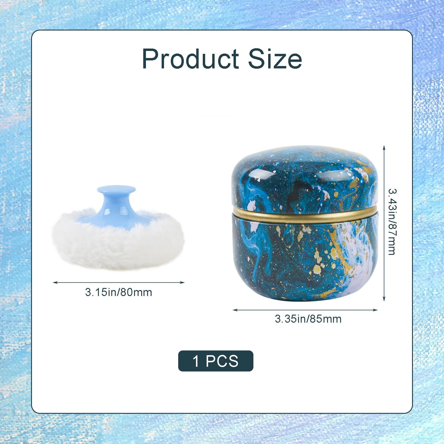 ASUNFO Powder Puff and Container for Body Powder Dusting Powder Case with Puff for Women Blue