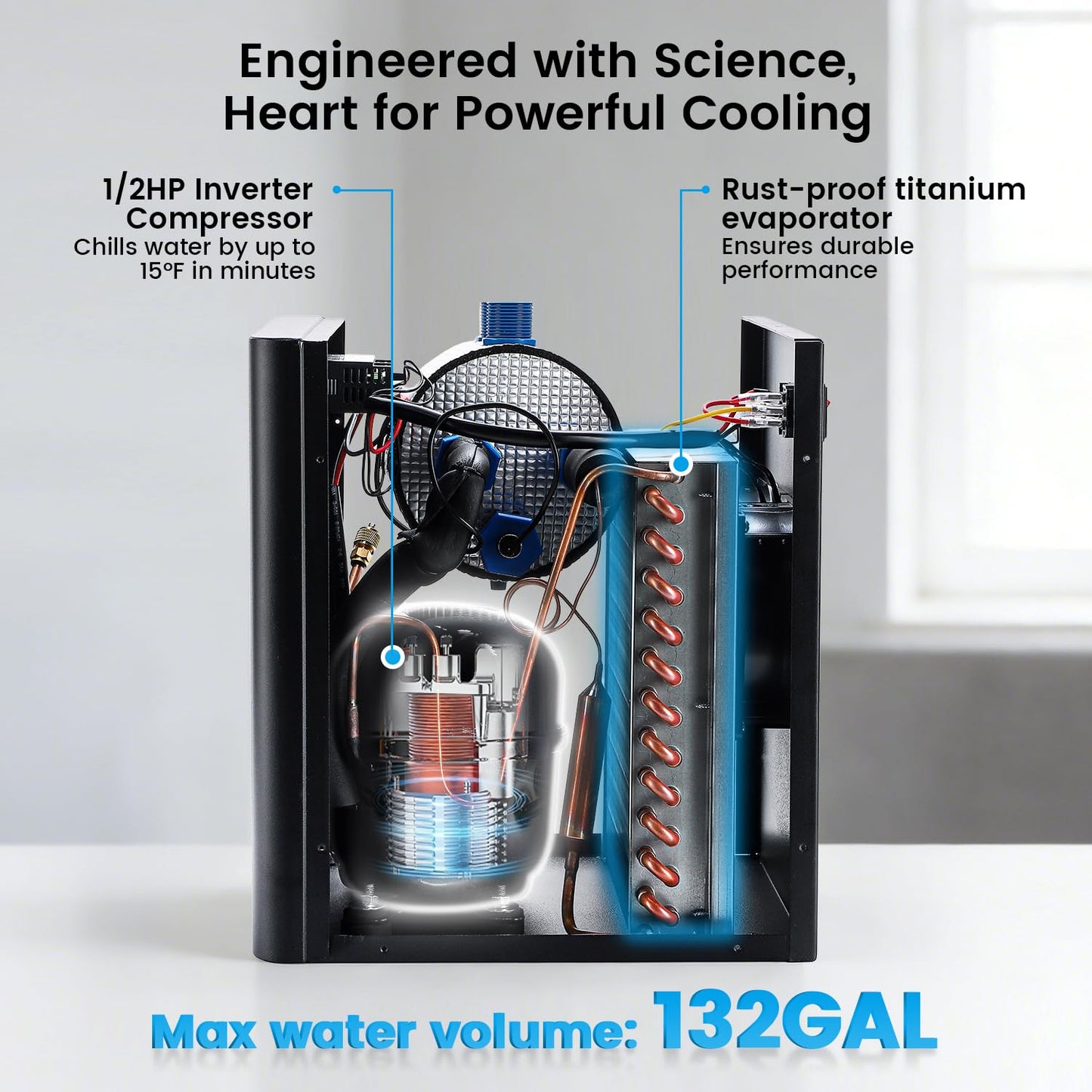 BAOSHISHAN 1/2 HP Cold Plunge Chiller with Pump & Filter for Ice Bath Tubs