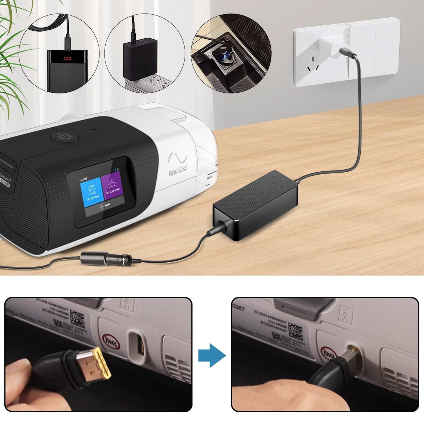 ResMed AirSense 11 DC Converter, TAIFU 20V PD USB-C Adapter for AirSense 11 Supplies 65W AutoSet Elite CPAP Air11 39205 E1399 Machines Power Supply Cord