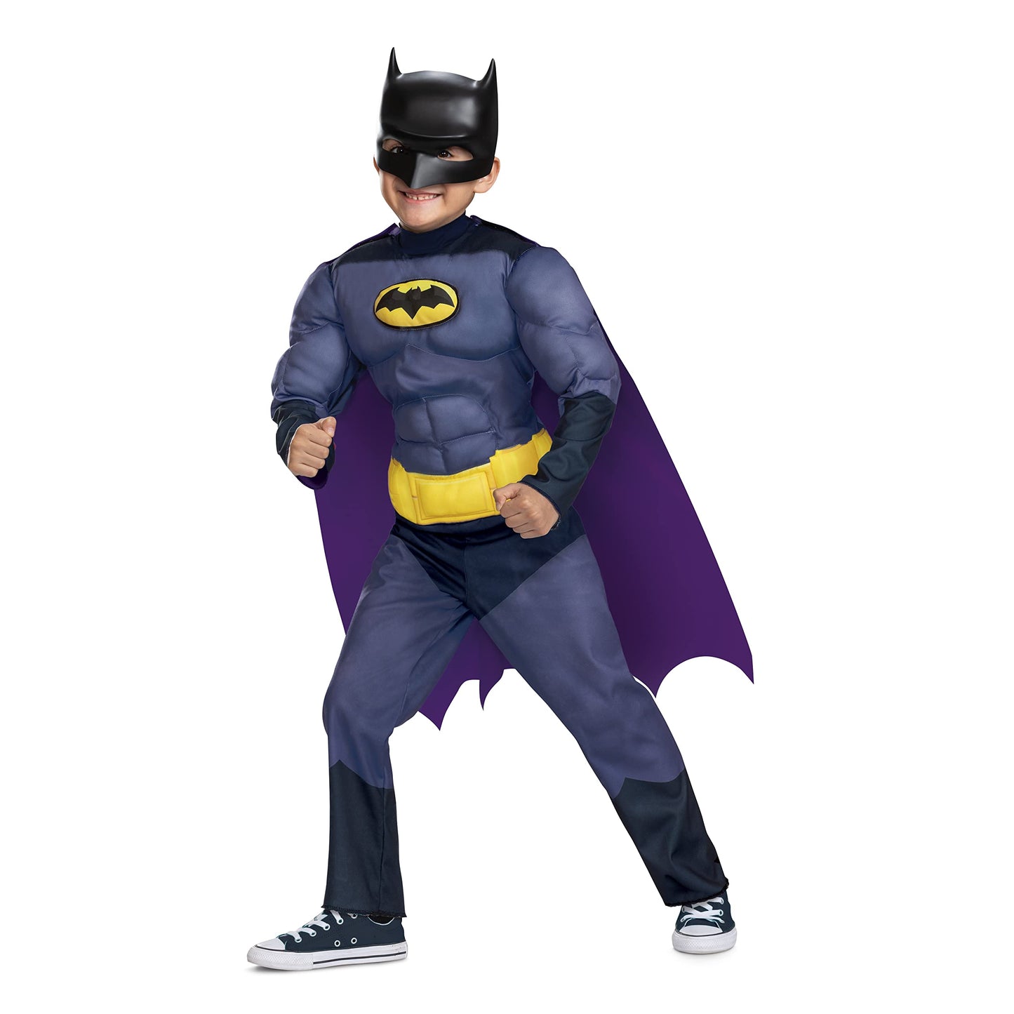 Disguise Batwheels Batman Muscle Costume, Official Batwheels Costume Outfit and Headpiece, Size (3T-4T)