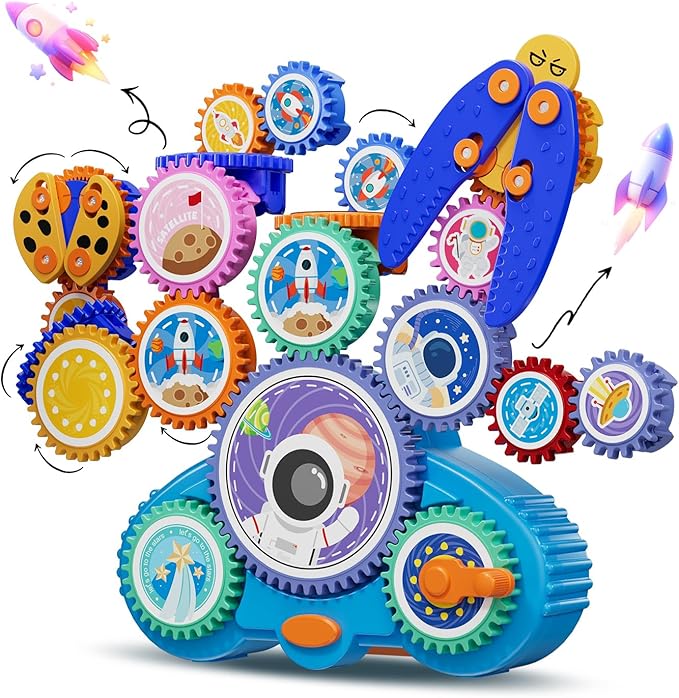 Fivoro STEM Gears Toys for Kids Ages 3+, Creative Learning Building Blocks, 18Pcs Educational Construction Toy Set, Electr...